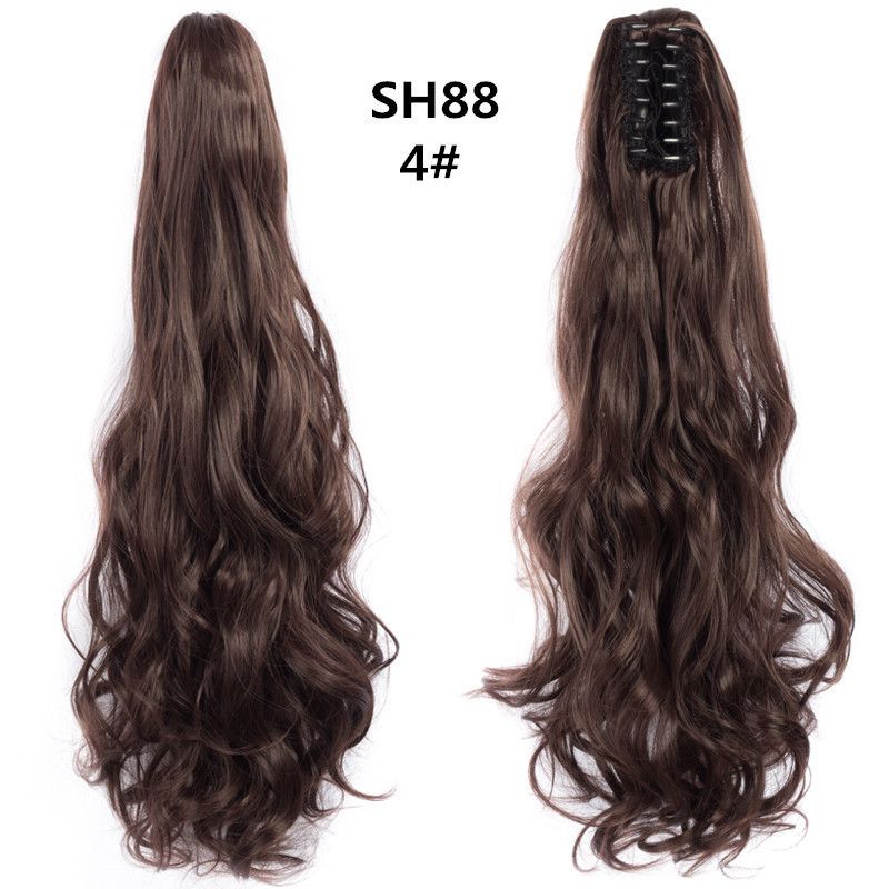 Extension per coda di cavallo con clip e capelli lunghi e ondulati, parrucca sintetica resistente al calore per donna, disponibile in diversi colori._voghion.com