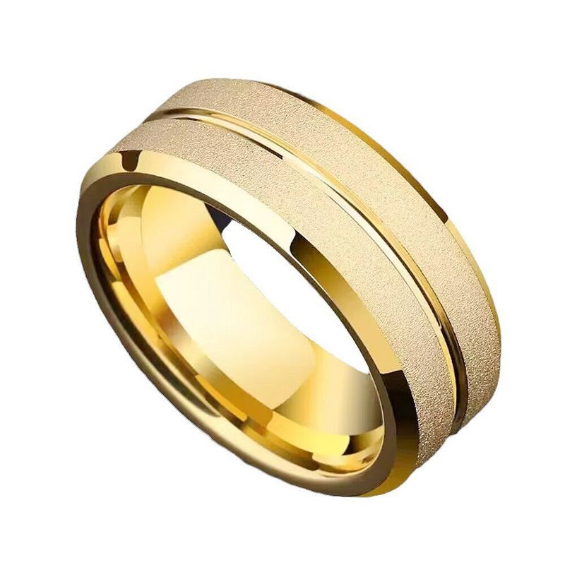 Nuovi accessori popolari: anello di coppia satinato a linea singola in acciaio inossidabile, anello in acciaio al titanio europeo e americano, gioielli fatti a mano in versione coreana_voghion.com