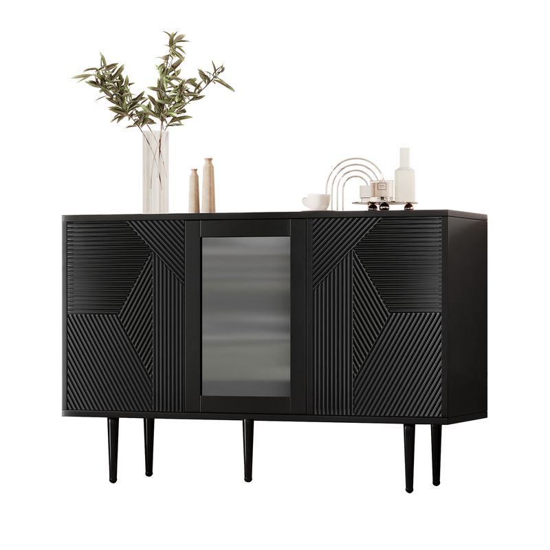 Comode Schwarz 120x79,5cm Con 3 Vasi, Mobili In Metallo E Vetro_voghion.com