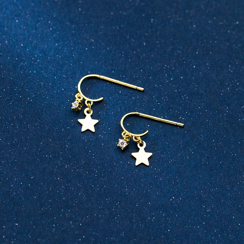 Orecchini pentagramma color oro VENUS in argento per donna, ragazza, gioielli in zircone, semplici, squisiti, regali interi_voghion.com
