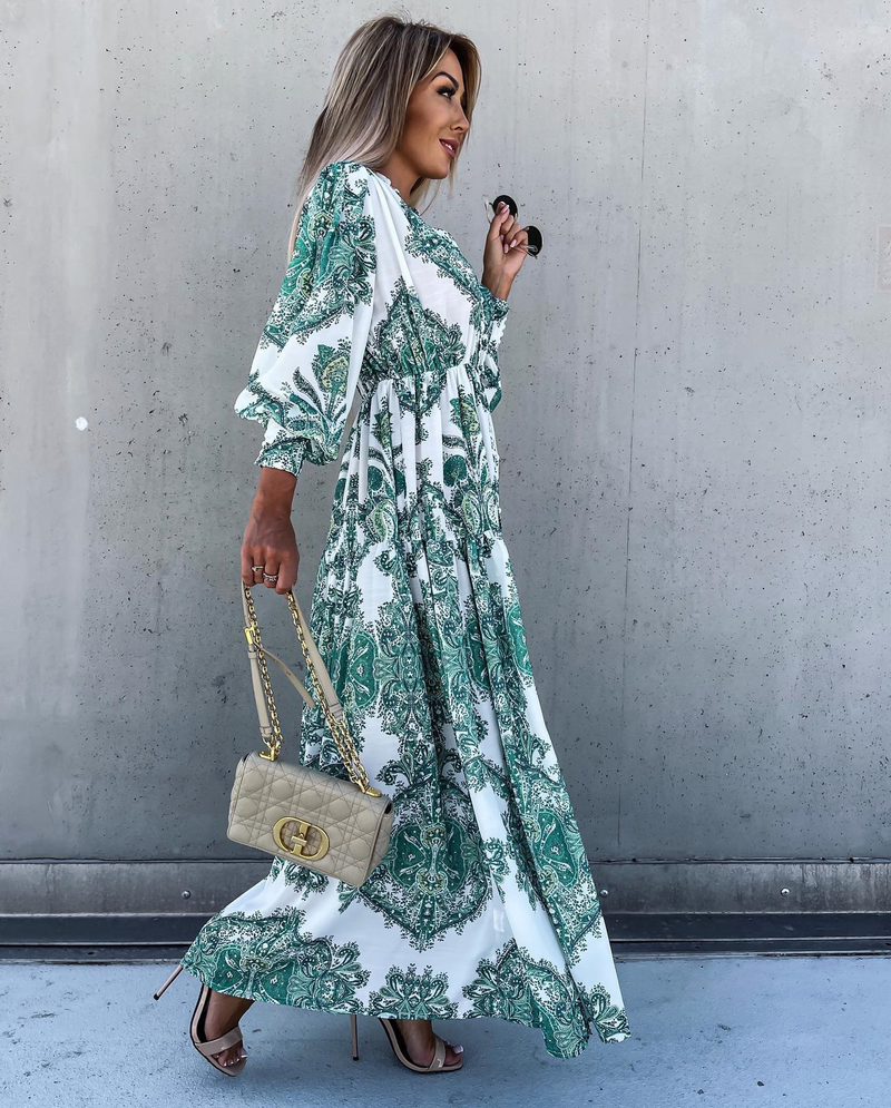 Damen-Stil, böhmisches, lässiges langes Kleid, lockeres Urlaubskleid_voghion.com