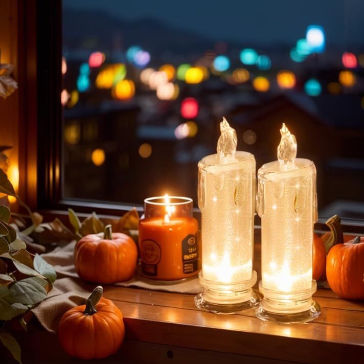Crystal Candles LED Light Transparent Flameless Battery Power Lantern Night Lamp Wedding Party Birthday Xmas Halloween Decor_voghion.com