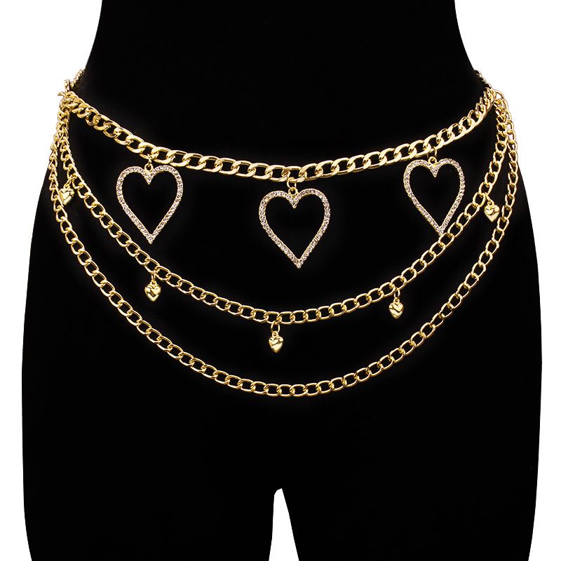 New Accessories, Fashionable Trendy Chains, Versatile Women's Dia Inlaid Large Peach Heart Waist Accessories_voghion.com