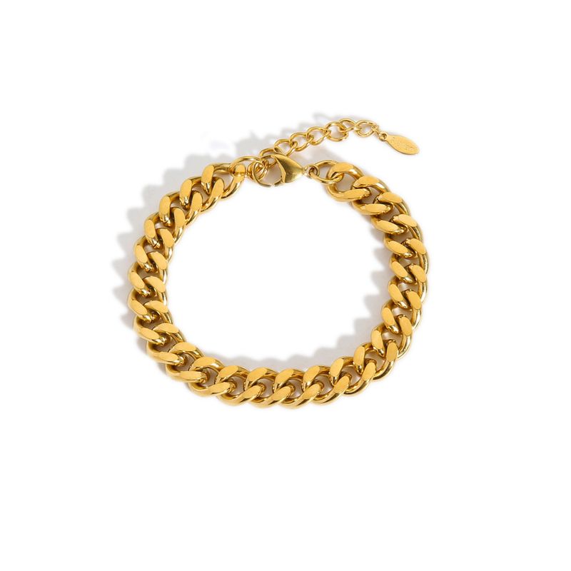 Bracciale alla moda in acciaio inossidabile dorato con catena cubana in titanio, resistente allo sbiadimento, per uomo e donna, hip-hop_voghion.com