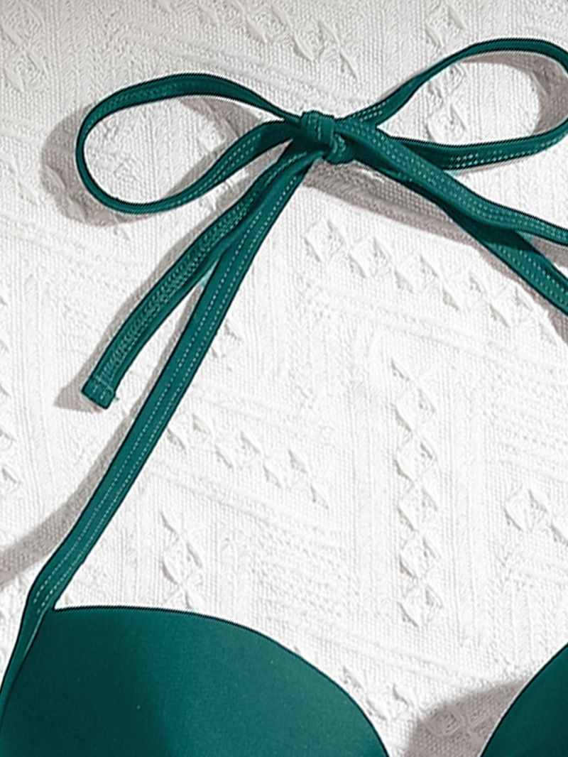 Maillot de bain deux pièces sexy taille haute pour femme, bonnets rigides, froncés, fendu_voghion.com