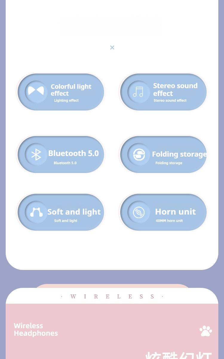 Nuovo B39 PRO Cat Ear Glow Game Wireless Gradient Color Headworn Auricolari Bluetooth Auricolari da gioco_voghion.com