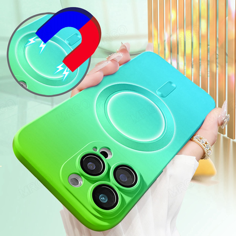 Luxury Wireless Charge Phone Case For iPhone 14 13 Pro 12 11 14 Pro Max 14 Plus Case Magnetic Matte Bumper Silicone Cover_voghion.com