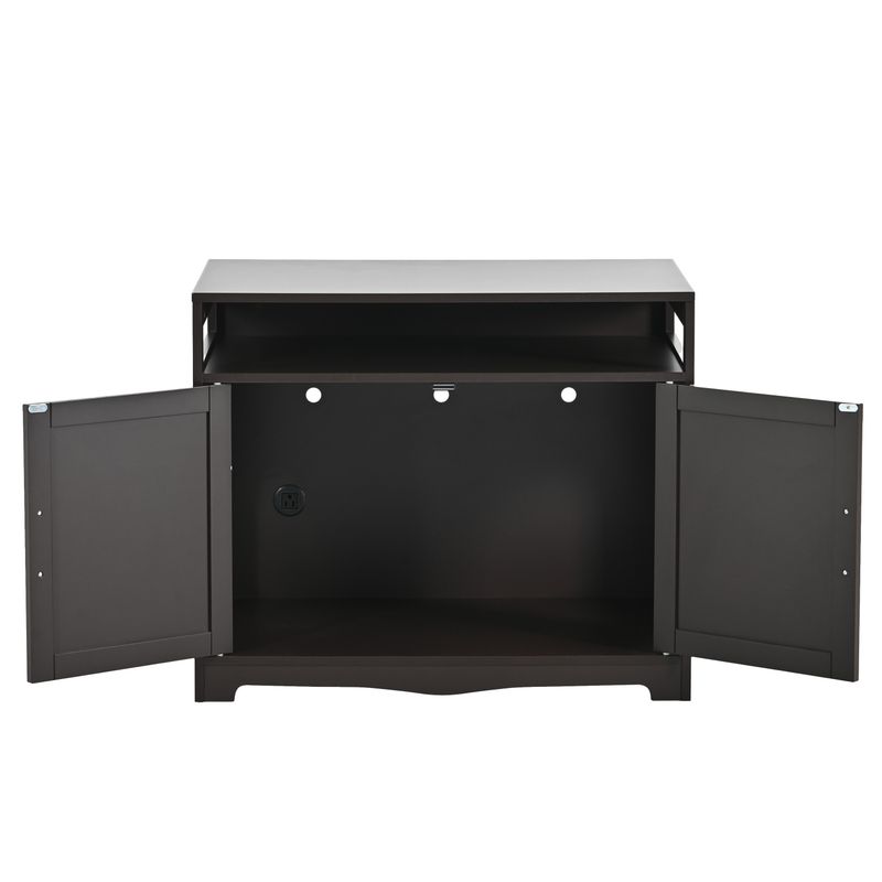 Litter Box Enclosure, Cat Litter Box Furniture With Hidden Plug, 2 Doors,Indoor Cat Washroom Storage Bench Side Table Cat House, Large Wooden Enclused Litter Box House, Esspresso_voghion.com