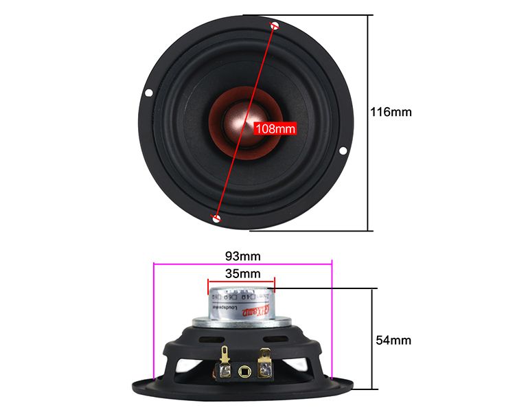 Altavoz GHXAMP de 4 pulgadas y 25 W de rango completo, ideal para bricolaje, para instrumentos vocales, equilibrio de tres etapas, 4 ohmios, 1 par_voghion.com