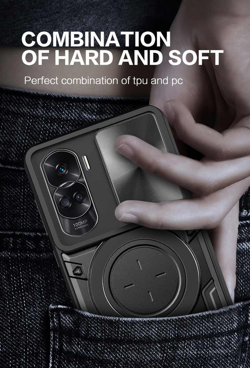 Custodia protettiva per fotocamera con anello in metallo per Honor 90 Lite X8A X7A X8 X6 X7 Honor 50 SE Armor Custodia protettiva per auto rotante ibrida_voghion.com