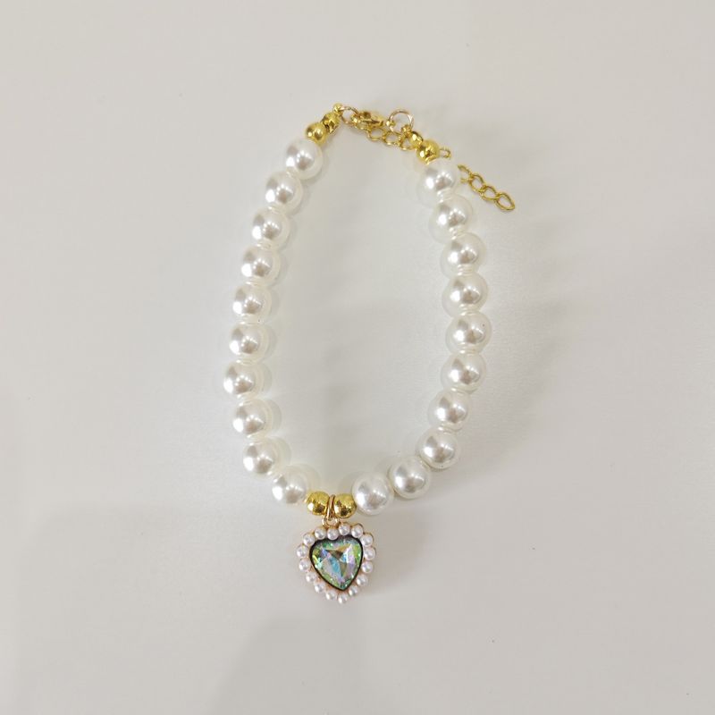 ✅Collana per animali domestici con perle, collare, ciondolo a forma di cuore, catena per collo di gatto e cane_voghion.com