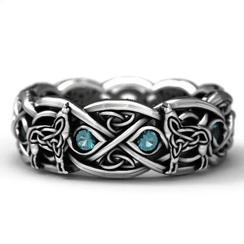 Huitan Viking Nordic Mythical Giant Werewolf Ring Defense Totem Wolf Fashion Hip Hop Rock Neutral Finger Punk Gift_voghion.com