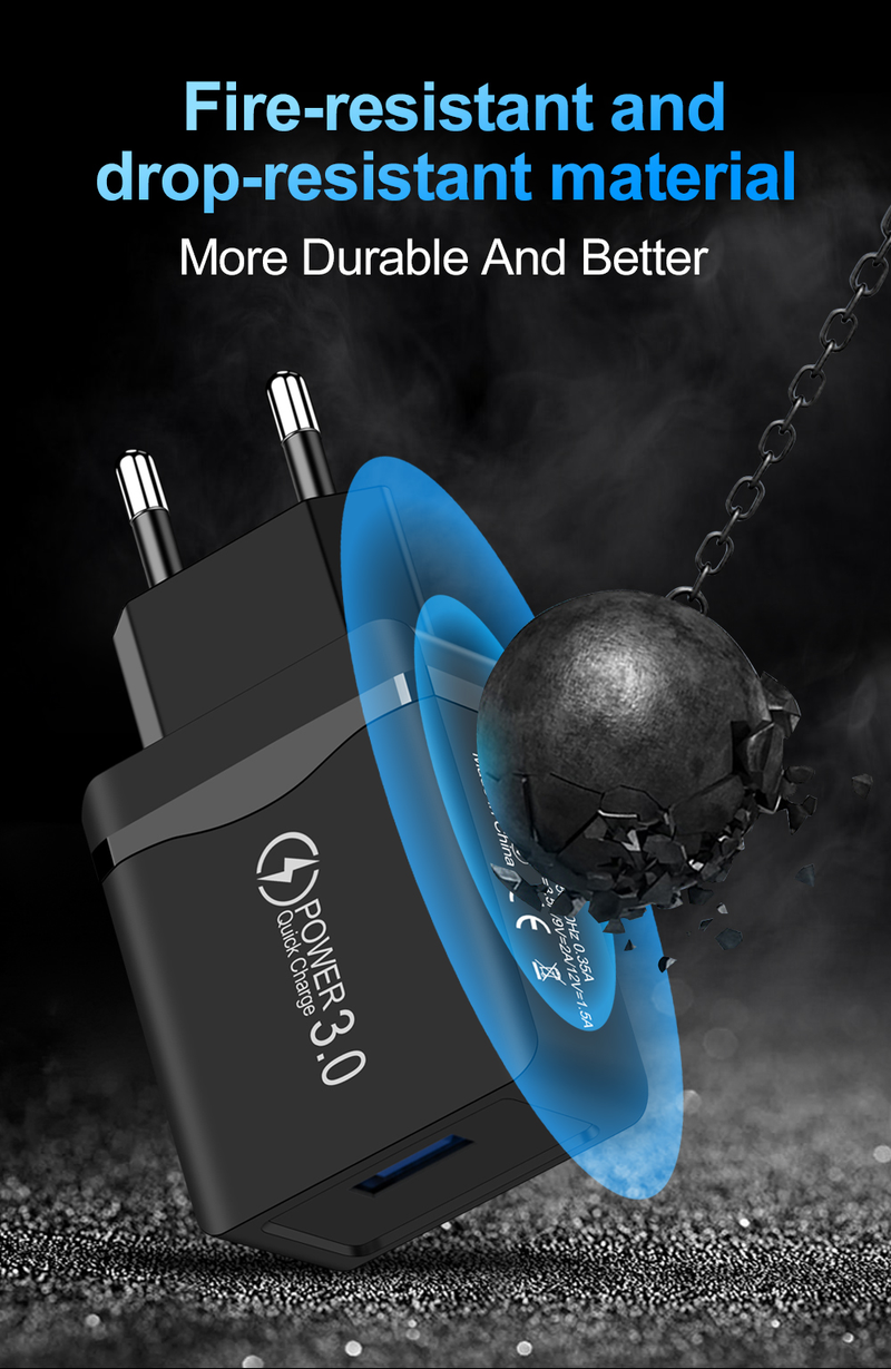 Şarj cihazı USB QC3.0 4.0 hızlı şarj cihazı iPhone, Samsung, Xiaomi, Huawei duvar adaptörü, cep telefonu şarj cihazı için uygundur_voghion.com