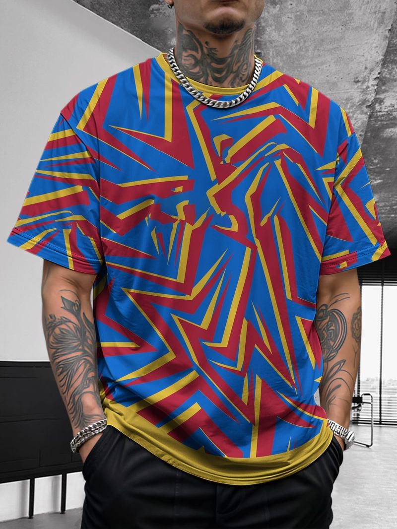 Sommer Neue Herren Kontrastfarbe Street Style Patchwork Modisch Lässig Atmungsaktiv Vielseitig Kurzarmhemd_voghion.com