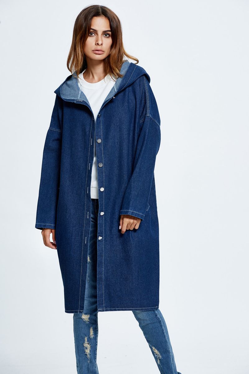 8041# Autumn And Winter New Jacket Hooded Denim Trench Coat_voghion.com