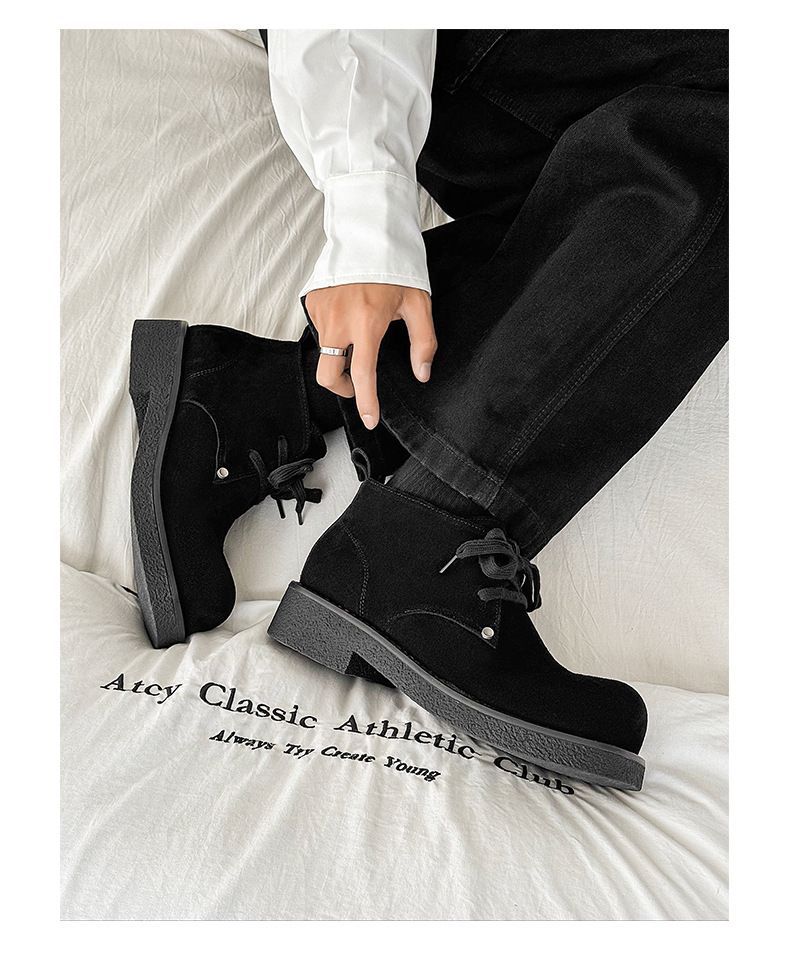 Bottes Martin japonaises rétro en velours de vache pour hommes, chaussures derby à grosse tête, bottes d'outillage courtes_voghion.com