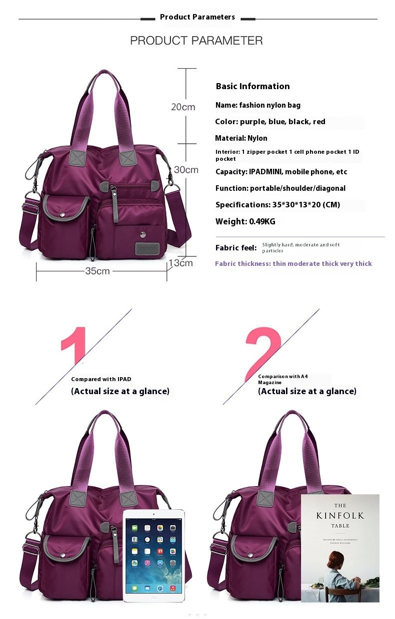 Street Women's New Nylon Mommy Motorcycle Fan Oxford Cloth Big Bag Grote tassen_voghion.com