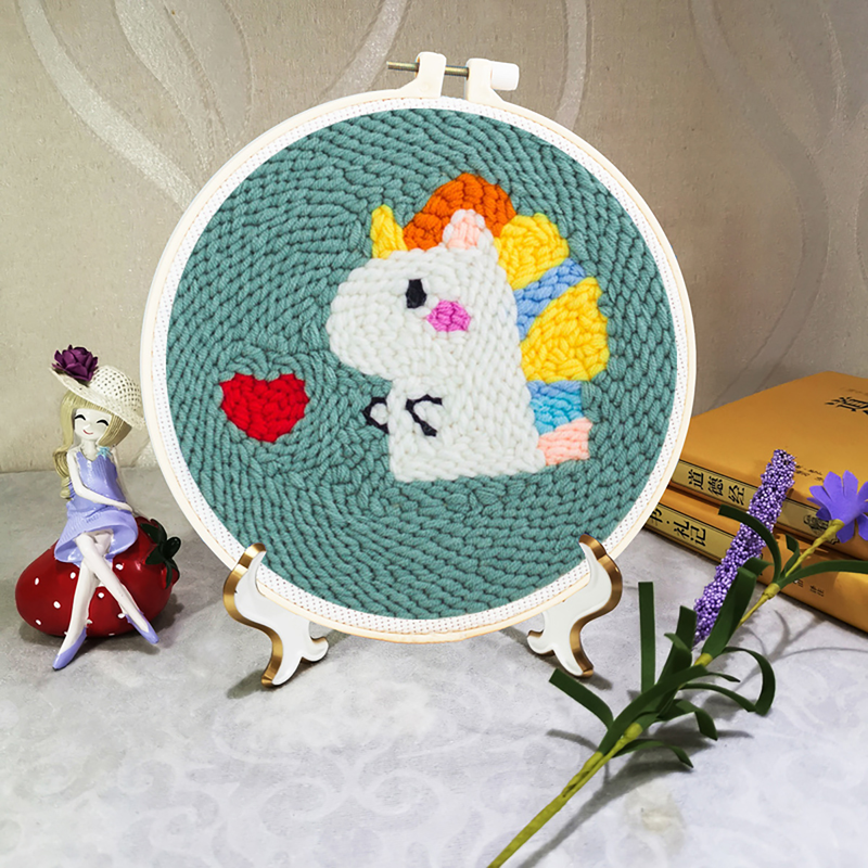 RUOPOTY DIY Unicorn Brodery Starter Kit Punch Nål Håndlavet trykt håndarbejde vægdekoration Unik gave_voghion.com