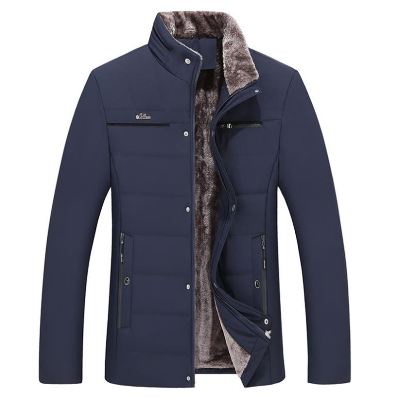 Winter Men's Jacket Warm Fleece Business Casual Stand-up Collar Jacket Parker Thick Coat -30 Degrees Warm Fur Collar_voghion.com