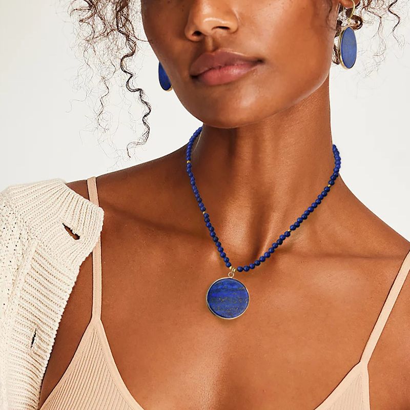 Collana di perline di lapislazzuli Xiyin di alta qualità per donna, ciondolo a goccia leggero e di alta qualità_voghion.com