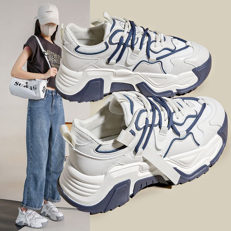 Papas Herbstneuheit, vielseitige weiße Studentenschuhe mit Biskuitkuchen und dicken Sohlen für Damen, trendig_voghion.com