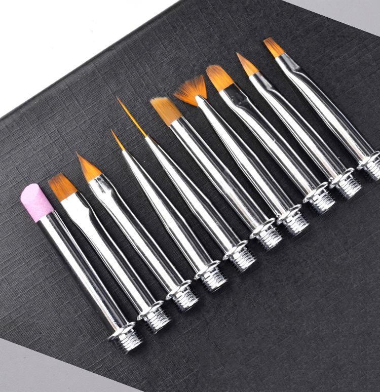 1 Set mit 10 Ersatzköpfen für Nailart-Pinsel, Metall, Kristall, Blume, Zeichnen, Malen, Liner, Acrylstift, Nägel, Maniküre-Werkzeug_voghion.com