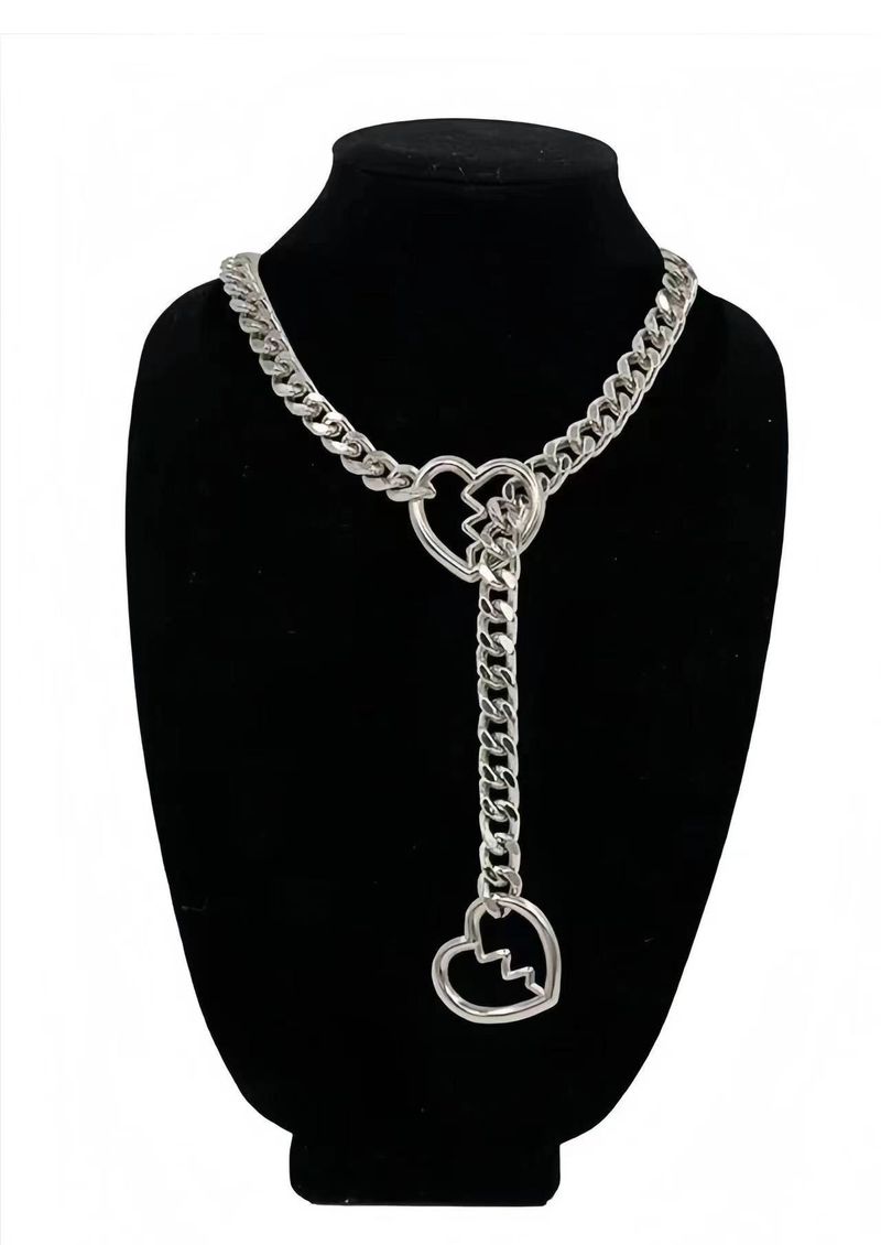 Hot-Selling 2024 New Heart Geometric Titanium Steel Simple Versatile Street Style Unisex Necklace_voghion.com