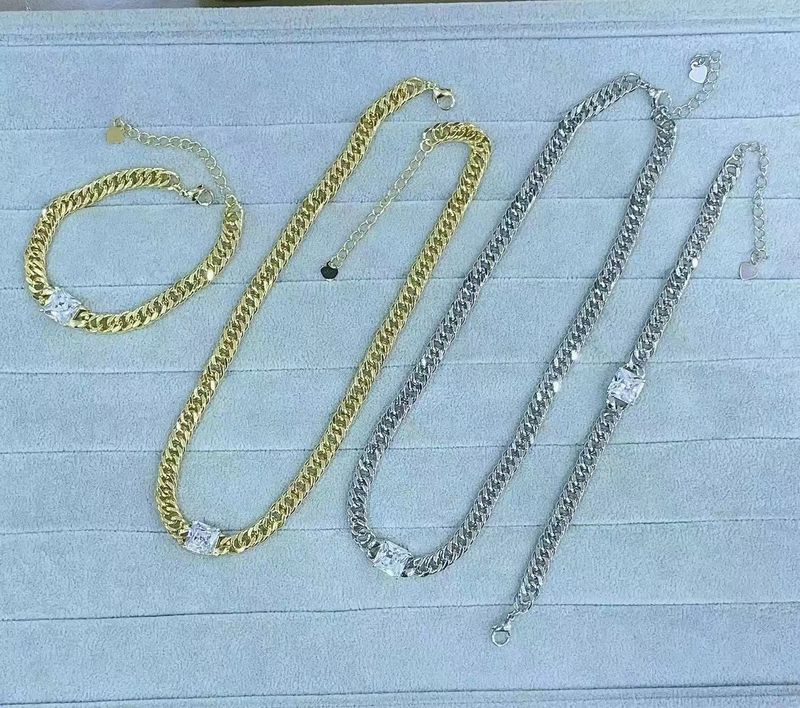 Collana da uomo semplice e personalizzata con catena cubana Hip Hop, collana con zirconi quadrati micro intarsiati_voghion.com