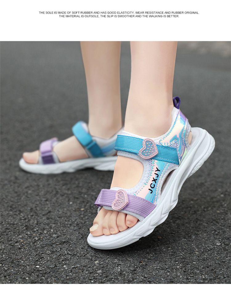 266 Scarpe estive da principessa per bambini, con punta aperta, in velcro, per bambini, per la scuola primaria e secondaria_voghion.com