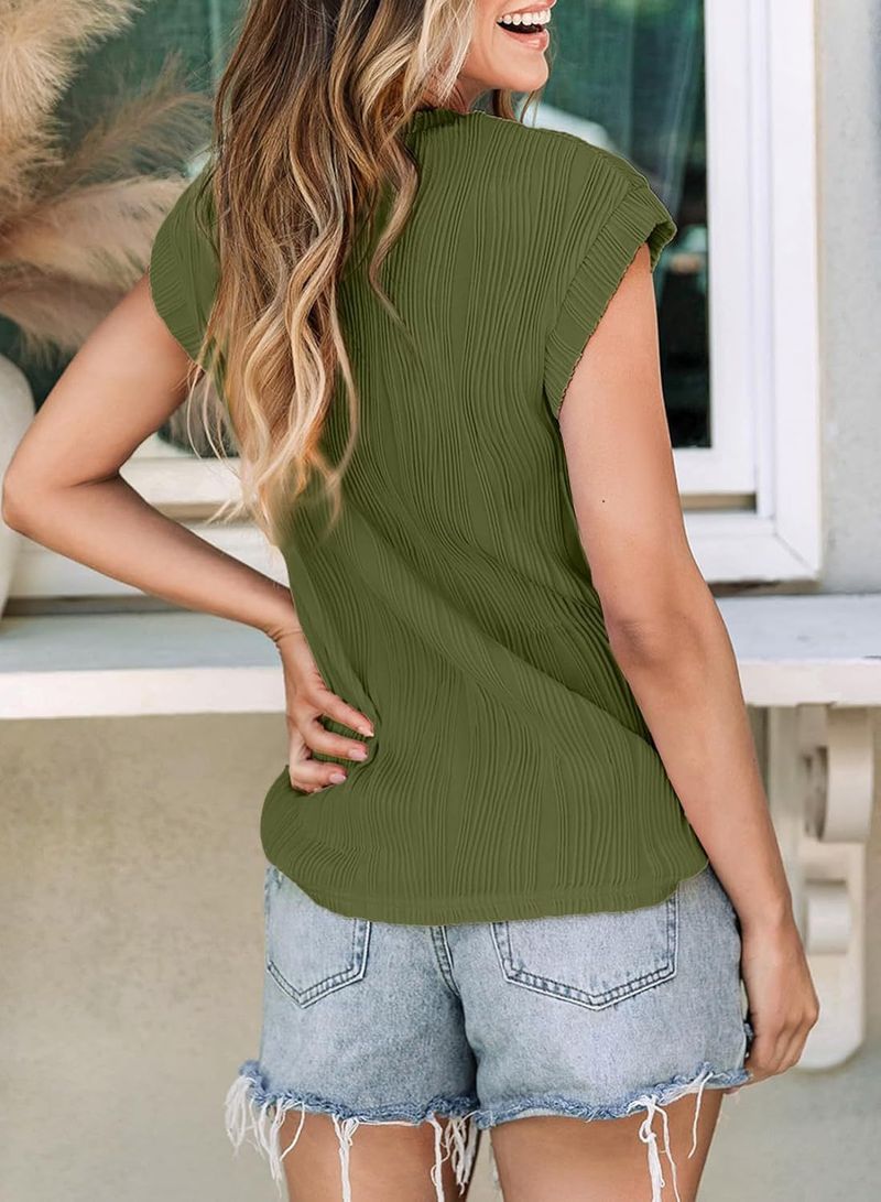 Top corti a maniche corte da donna, top con scollo rotondo, canottiere estive carine, magliette basiche, camicette da lavoro eleganti_voghion.com