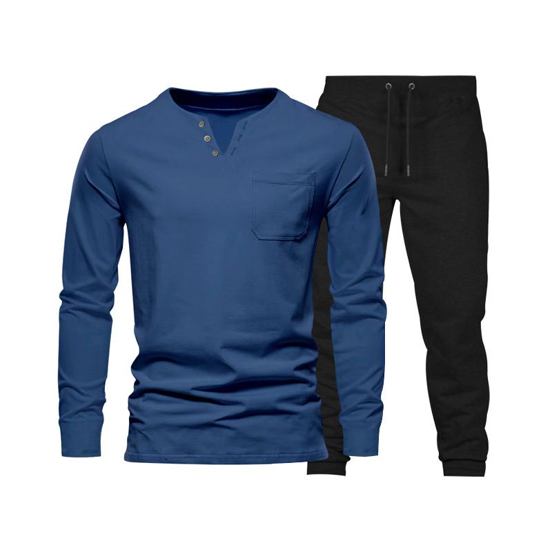 Autumn Clothing Minimalist Outdoor Sports Long Sleeve Pants Men's Two Piece Set_voghion.com