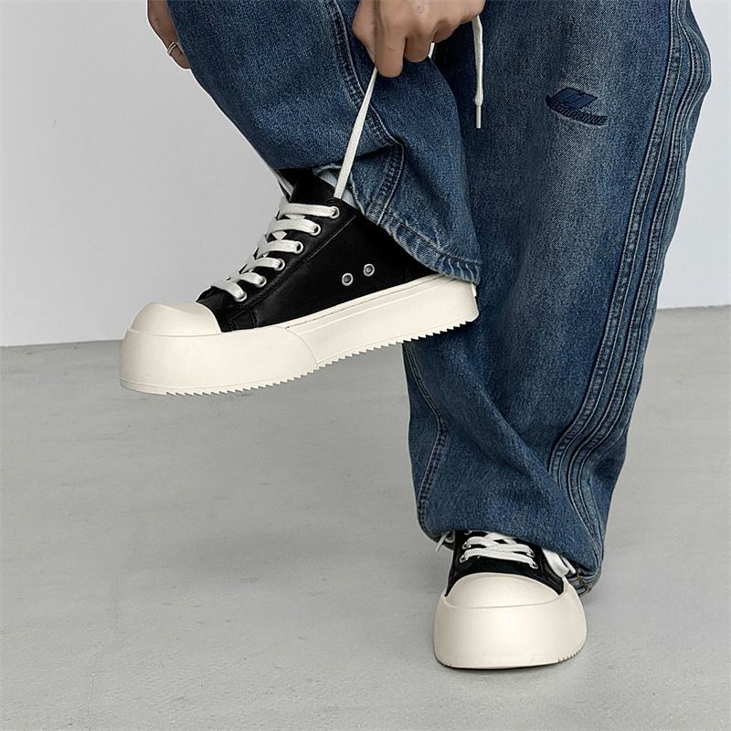 Herbstliche schwarze Sneakers für atmungsaktive dicke Sohle, die die Körpergröße erhöht, Promi-Stil, Pendler, klobiger Derby, Freizeitschuhe für Männer_voghion.com