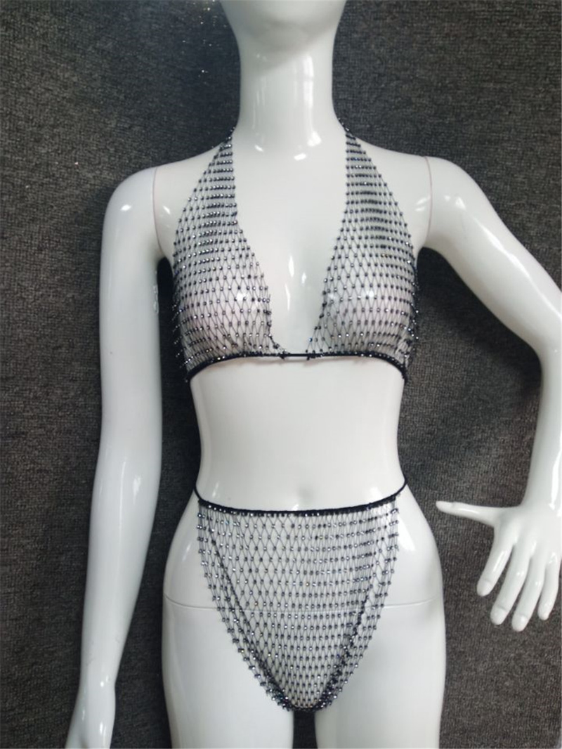 2023 Fashion New Women's Flash Diamond Mesh Sexy Super Flash Set Z1198_voghion.com