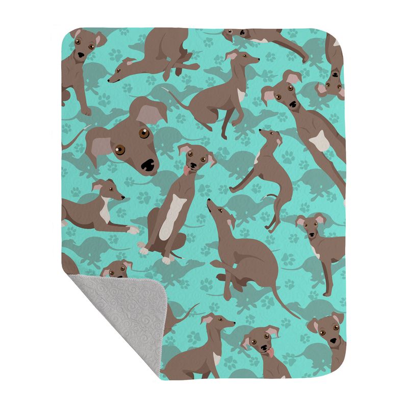 Fawn Italian Greyhound Quilted Blanket 50x60 Artwork Pattern Quilted Throw Blanket for Bed, Couch, Sofa, Soft and Lightweight_voghion.com