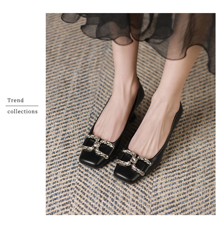 6388-3 Stiletto con punta quadrata in stile francese 2025 Primavera Autunno Nuove comode fibbie in metallo Tacchi alti alla moda per le donne_voghion.com