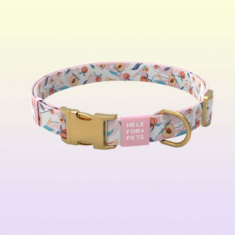 New Design Peach Pattern Adjustable Dog Accessories Neck Collar Leash Pet Supplies_voghion.com