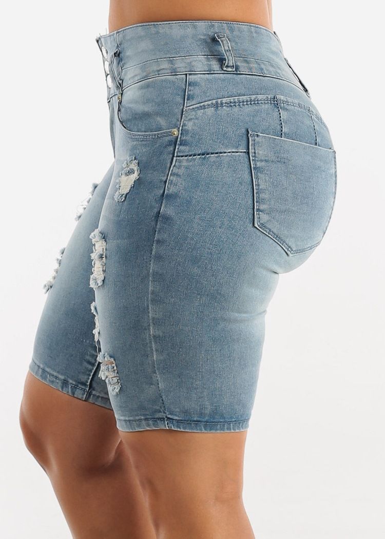 Women's Clothing High Waist Ripped Denim Shorts Women's New Elastic Slim Fit Hip Lifting Shorts_voghion.com