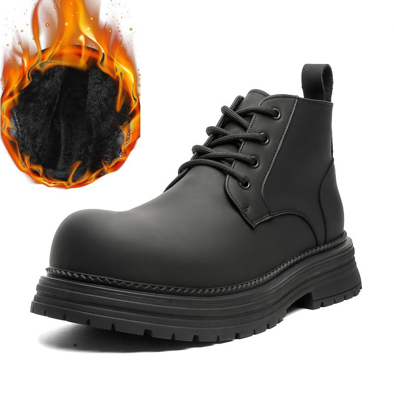 Large Size American High-top Tooling Boots Men's Martin Boots High Street Thick-soled Heightening Retro Short Boots_voghion.com