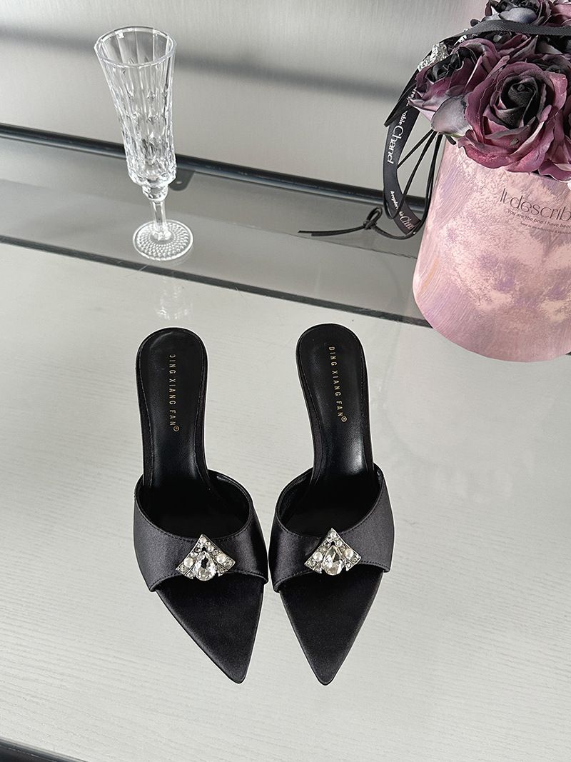 Sandale noi cu strasuri, cu vârf ascuțit și tocuri înalte, papuci eleganți de vară cu toc subțire_voghion.com