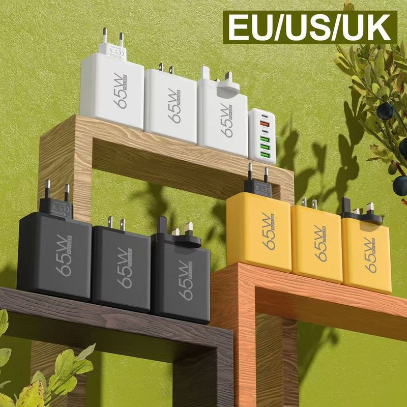 65W 6-Port Fast Charger With Dual PD Type-C & 4 USB Ports – Universal GaN Wall Charger For IPhone, Samsung, IPad, Laptops (US/EU/UK Plug Options)_voghion.com