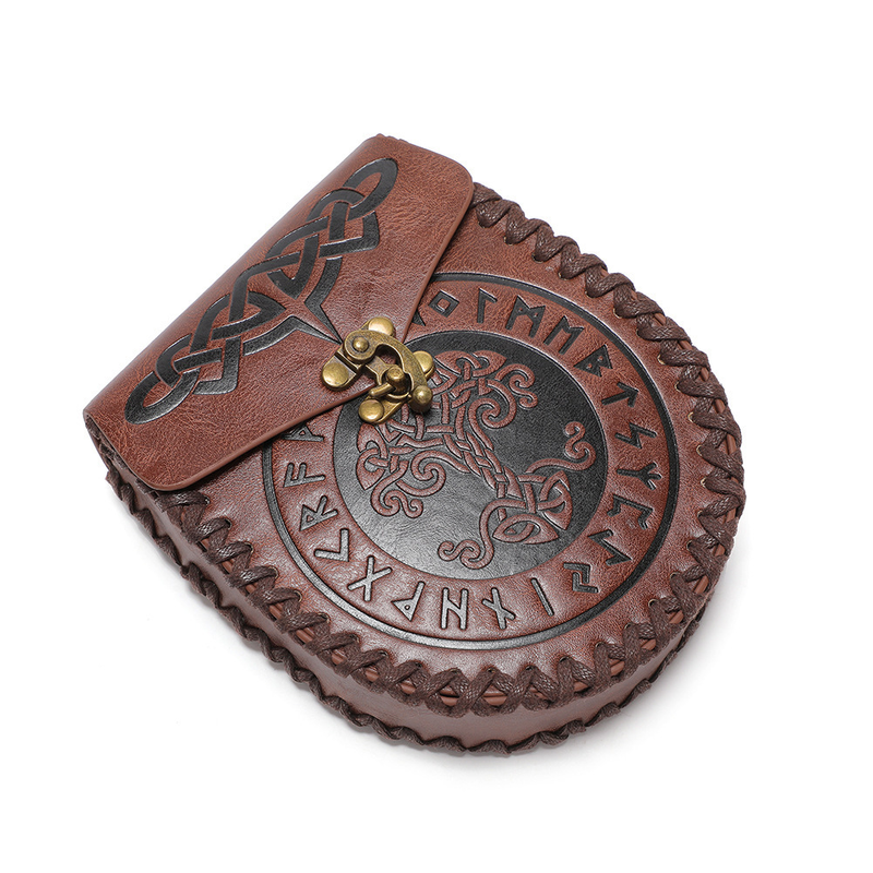 Mittelalterlicher Gürtel im Wikingerstil, Münzgeldbörse, Ritter-Retro-Gürteltasche mit Prägung_voghion.com