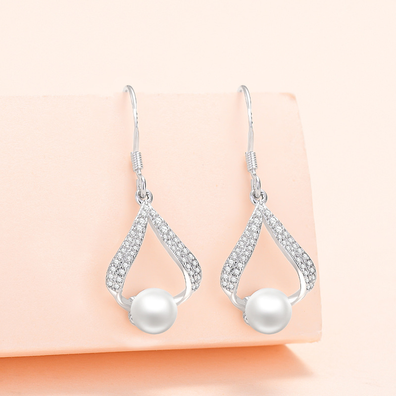 Sterling VENUS Sier Lnlaid Zircone Perla Gocce Ciondolo Cerchio Orecchini Donna Gioielli Regali Tutto_voghion.com