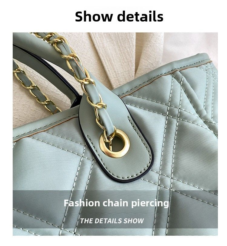 Borsa a tracolla grande capacità, borsa a tracolla alla moda con catena a rombo, borsa da pendolare_voghion.com