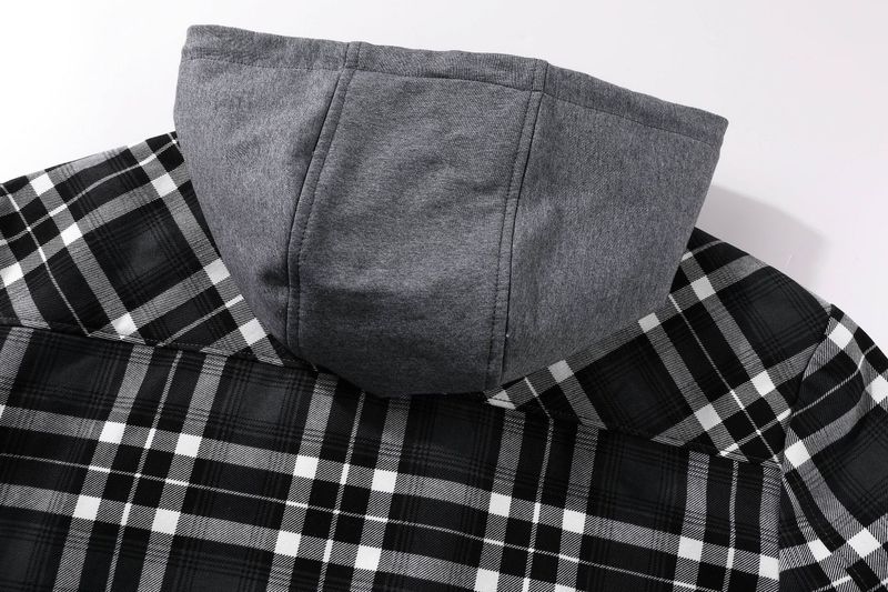 Herren Winter Kariertes Gestreiftes Strick-Kapuzenhemd Mit Schwerer Baumwolljacke_voghion.com