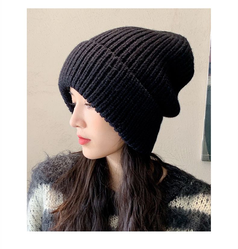Winter Neue grenzüberschreitende Slouchy Beanie Damenmode Vielseitig gestrickte koreanische Stil verdickte warme Kopfwickelmütze_voghion.com