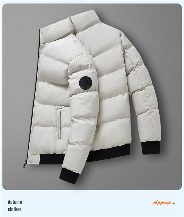 Stehkragen-Baumwolljacke für Herren mit Tigerkopf-Motiv, warme Baumwolljacke für den täglichen Gebrauch im Freien im Herbst und Winter, einfarbig, winddicht_voghion.com