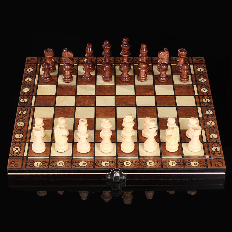 Holz Magnet Schach 3-in-1 Set Tragbare Faltbare Puzzle Wettbewerb Brettspiel Spielzeug_voghion.com