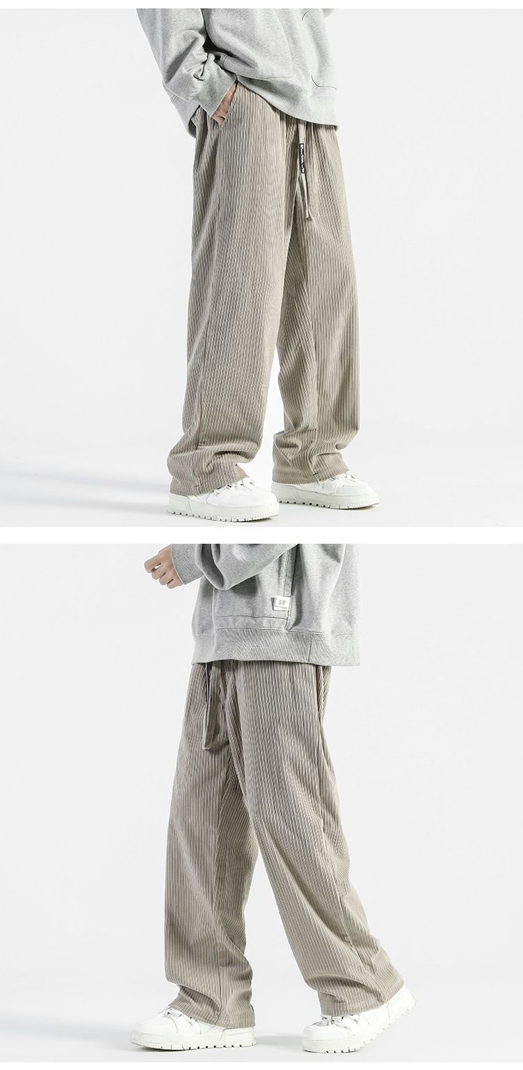 Heavy Corduroy Pants 2025 New Autumn And Winter Straight Leg Workwear Casual Pants Hong Kong Style All Match Couple Trousers Men_voghion.com
