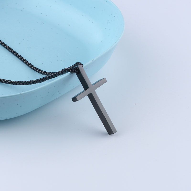 Collier croix unisexe polyvalent hip-hop en acier inoxydable, pendentif couple, chaîne de pull, personnalité étudiant sweat-shirt_voghion.com