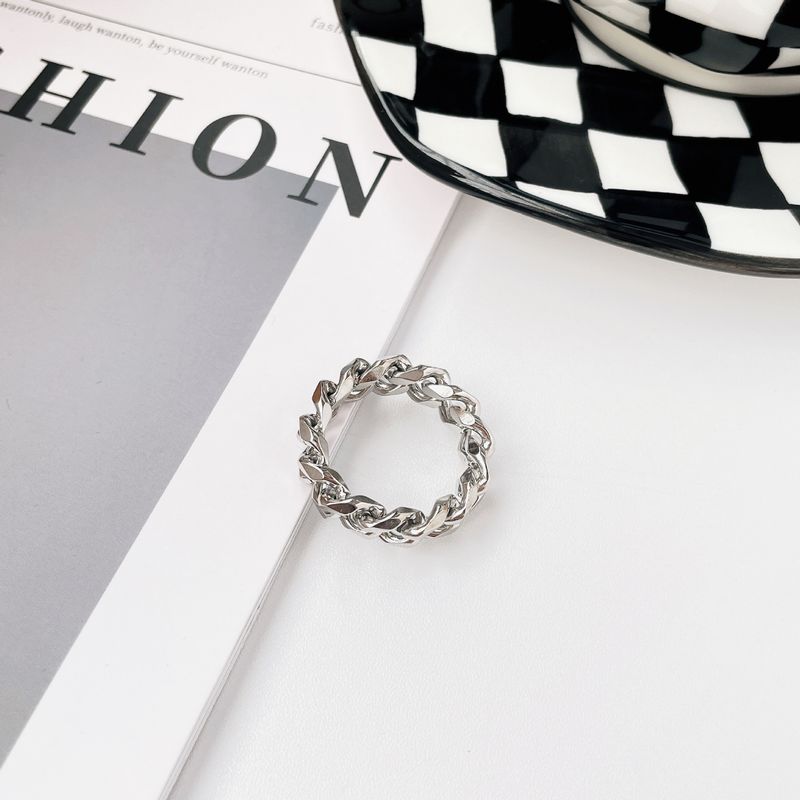 Hip Hop Punk Nicht verblassendes Paar kubanischen minimalistischen Stil Nischendesign elegante einfache Titan Stahlringe_voghion.com